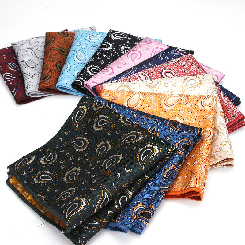 Polyester Handkerchiefs Woven Paisley Pattern Hanky Men's Business Casual Square Pockets Handkerchief Wedding Hankies. 