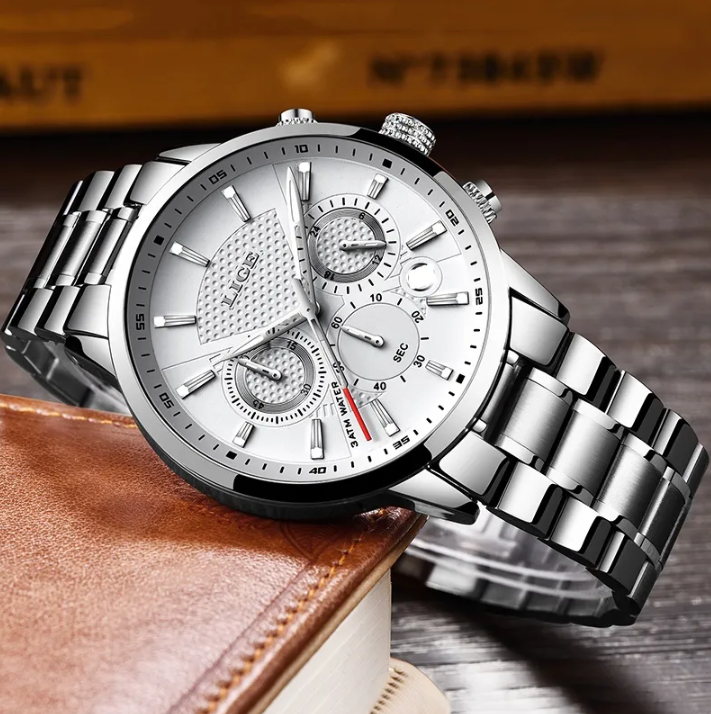 New Luxury Stainless Steel / Leather Strap Chain Quartz Analog Wrist Watch For Men Gents Boys LIGEx 191545919 STYLES-CMB (PVT) LTD. 