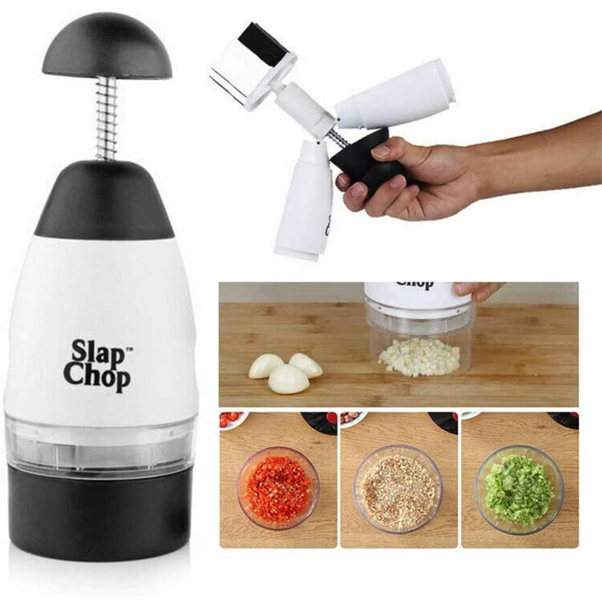 Slap Chop Slicer with Stainless Steel Blades | Vegetable Chopper Gadget | Mini Chopper for Salads. 