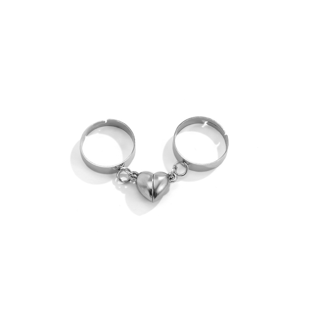 Fashion New Chain Stitching Magnetic Love Ring Opening Couple Rings Adjust. 