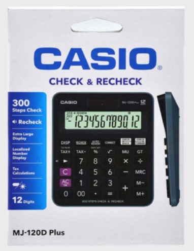Solar-Powered CASIO MJ-120D PLUS Check & Correct Business Calculator Tool
