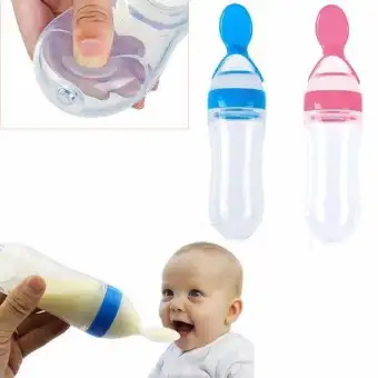 silicone baby feeding bottle with spoon