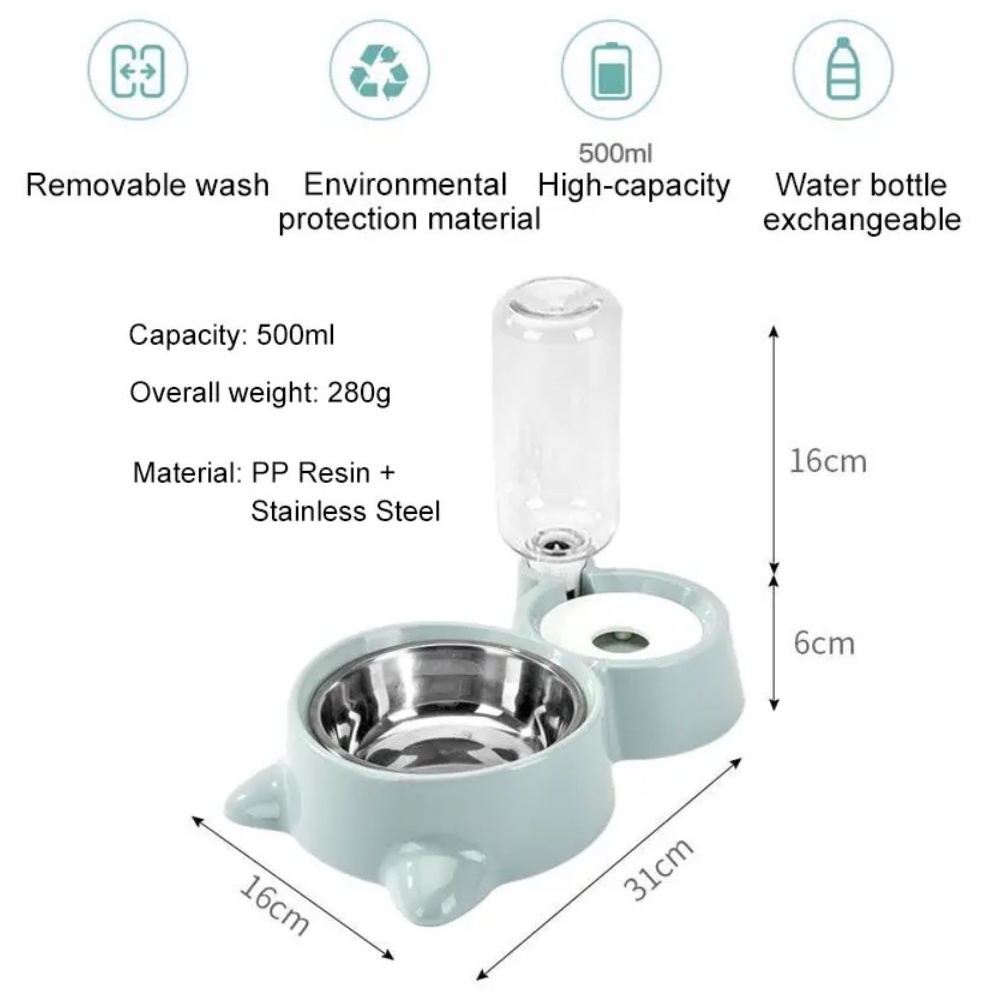 2-in-1 Pet Automatic Water Dispenser Food Bowl Dog Cat Rabbit Drinking Bowl Pets Food Bowls Food Dish Pet Feeders Auto Water Feeder Dog Bowl Feeder Travel Bowl Dog Plate Pet Plate Pets Food Bowl Dog Dish Pet Dish Food Grade Plastic Food Container Storage. 