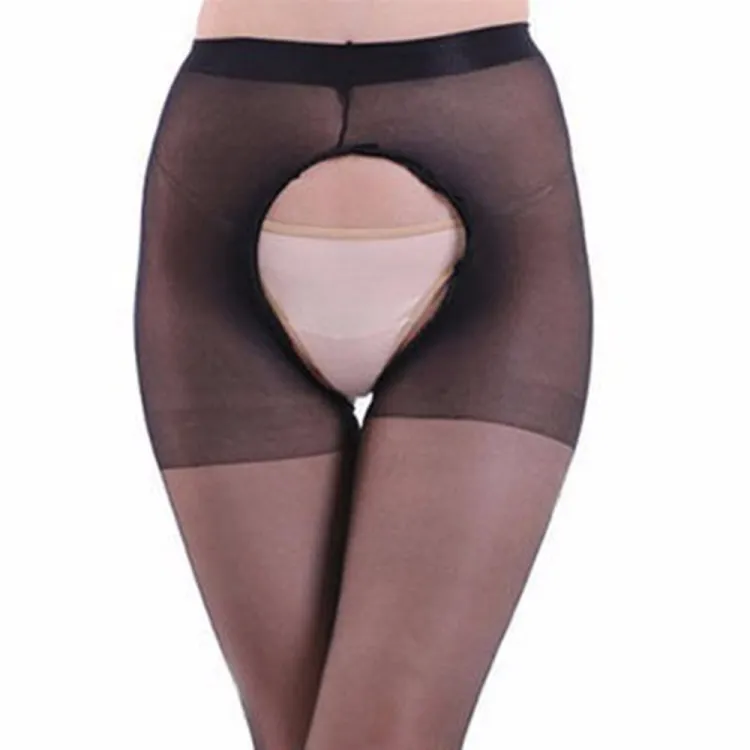 Womens Sheer Smooth Stretchy Pantyhose Zipper Crotch Tights Pants