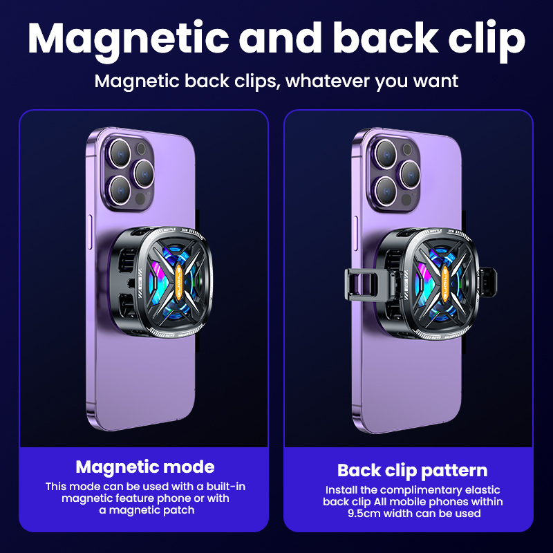 BlueWow FS05 Pro Black Shark Magnetic Cell Phone Cooler, RGB Phone Cooling Fan Portable Lightweight Mobile Phone Cooling Fan, Phone Radiator with Larger Cooling Area for Phone/Tablet/IPad. 
