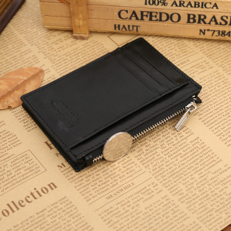 【GUTTY Lifestyle Store

】Mini  Leather Men Slim s Small Male Purse Card Holder Coin Pocket Men Zipper Pocket Ladies wallet. 