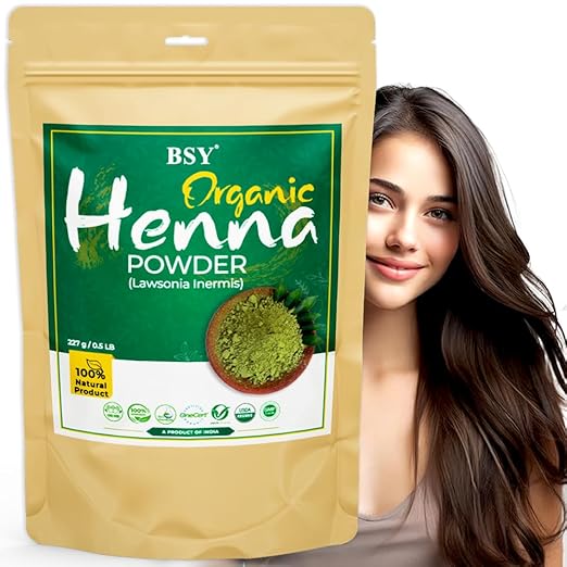 BSY Organic 100% Natural Henna Powder for Hair - 227g (Pack of 1), Mehandi Powder for Hair, Black Henna Powder for Hair, Herbal Henna Powder for Hair, Triple Sifted PowderFROM INDIA(NUZ). 