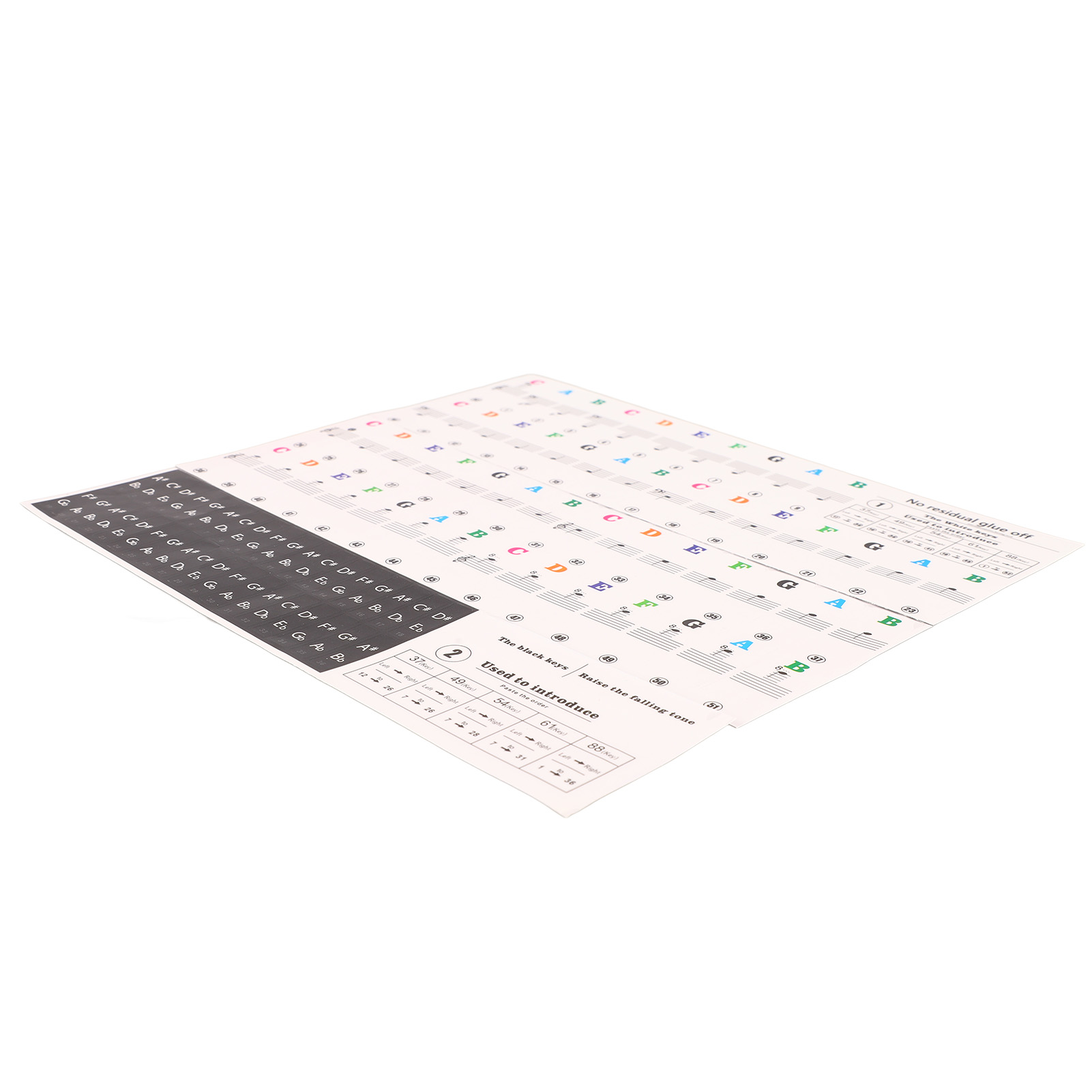 Piano Beginner Sticker Colorful Transparent Removable Large Letter Reusable Piano Keyboard Sticker for 49/54/61/88 Key Keyboards. 