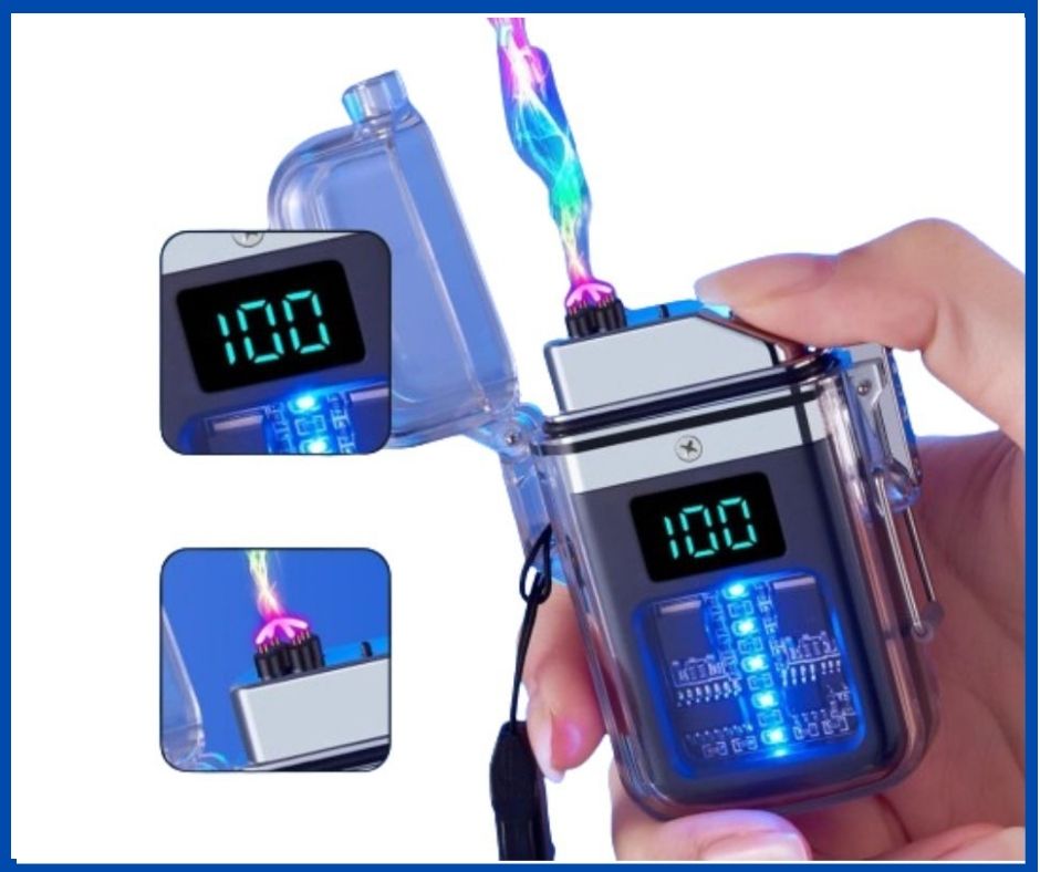 Double Arc Plasma Lighter, USB Rechargeable Lighters Flameless, Waterproof,Windproof, Lanyard, Outdoor Camping Accessories. 
