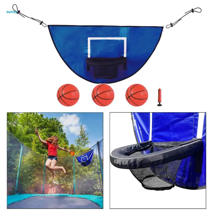 Outdoor trampoline clearance with basketball hoop