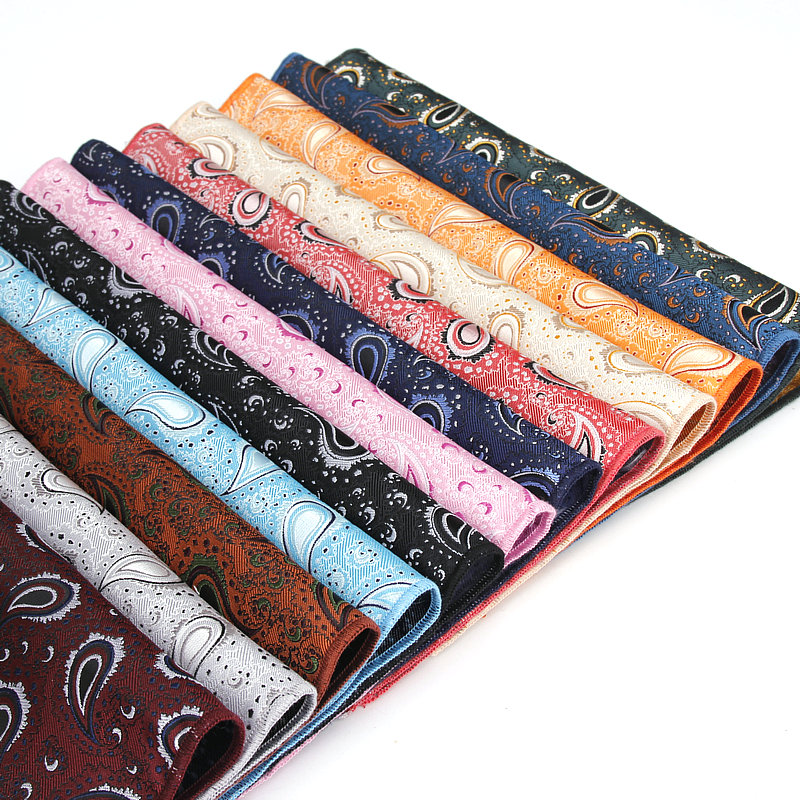 Polyester Handkerchiefs Woven Paisley Pattern Hanky Men's Business Casual Square Pockets Handkerchief Wedding Hankies. 