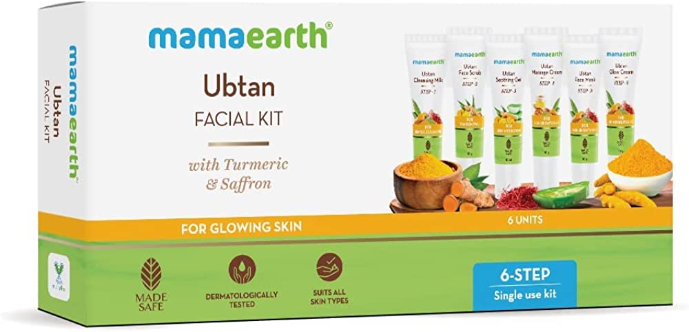 Mama earth Ubtan Facial Kit with Turmeric & Saffron for Glowing Skin - 60 g. 