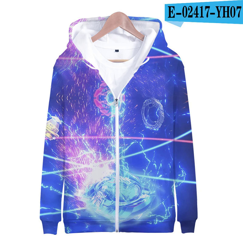 Hoodies Game Beyblade 3D Print Zipper Sweatshirts Boys Girls Sweatshirts Children Fashion Long Sleeve Oversize Hoodie Coat. 