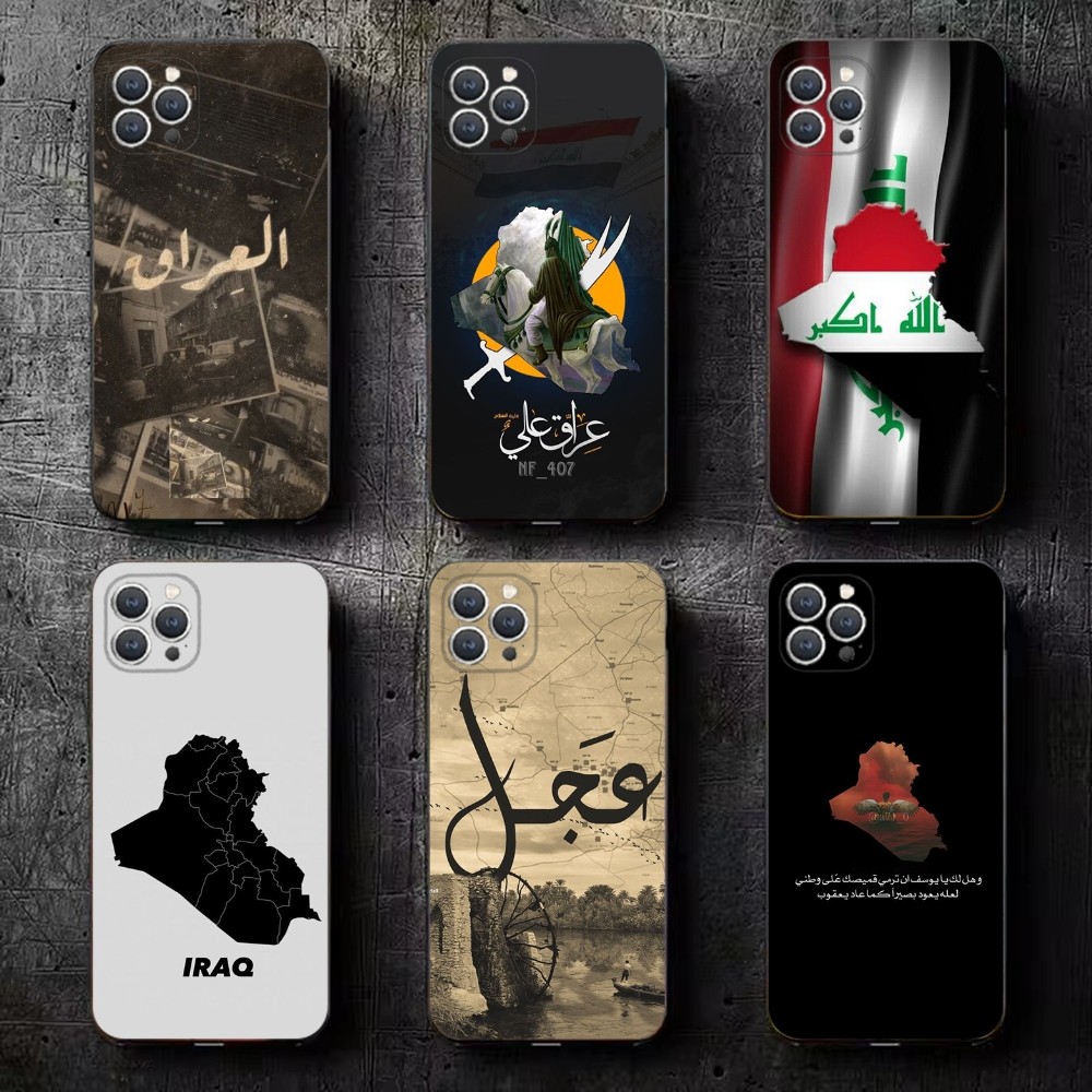 Nation Iraq Flag Map Phone Case For iPhone 16,15,14,13,12,11,Plus,Pro Max,XS,X,XR,SE,Mini,8,7 Soft Silicone Black Cover
