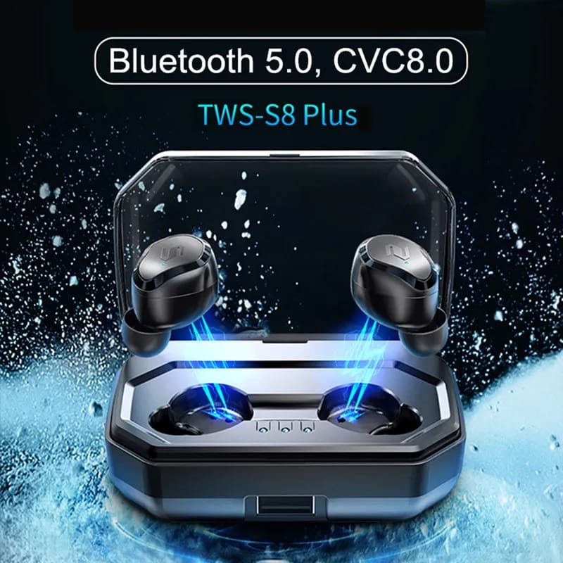 ANTIMI TWS S8 plus Wireless Bluetooth Earbuds Touch Control  Noise Cancelling Waterproof IPX6 3000mAh power bank. 