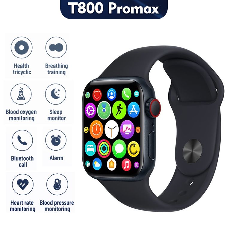T800 Pro Max 1.99 Inch Full Screen Smart Watch Bluetooth Call Smart Watches Heart Rate Blood Pressure Monitoring Smartwatch Multi-Sports Mode Fashion Sport Wristwatch For Men Women. 