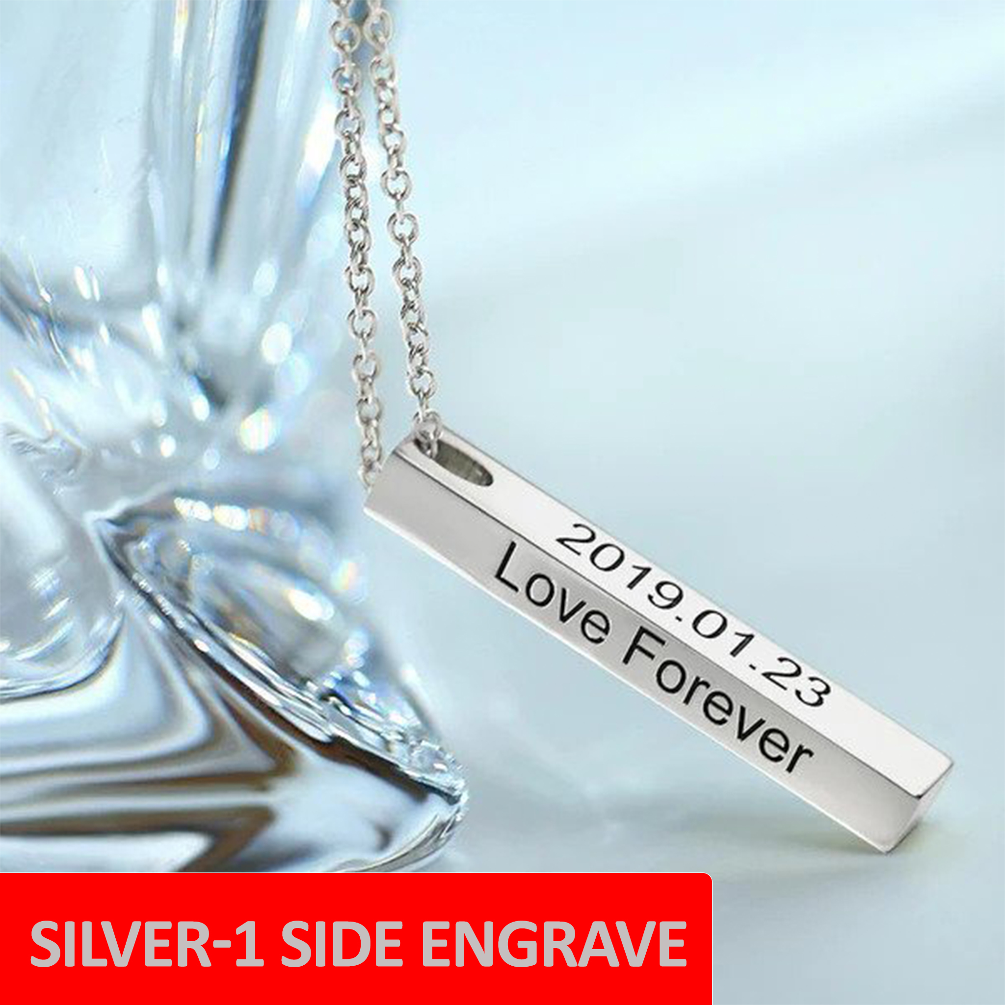 Glamon customized name engraved bar pendant necklace for girls boys stainless steel personalized squre bar necklace for men women fashionable jewelry name necklace gift for girlfriend ladies Wife Friendship Anniversary Valentine Birthday Wedding Party. 