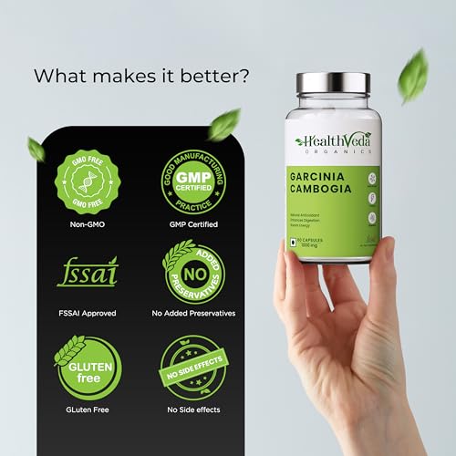 Health Veda Organics Plant Based Garcinia Cambogia Supplement 1000 mg | 60 Veg Capsules | Improves Digestion | For Both Men & Women(FROM INDIA)NUSS. 