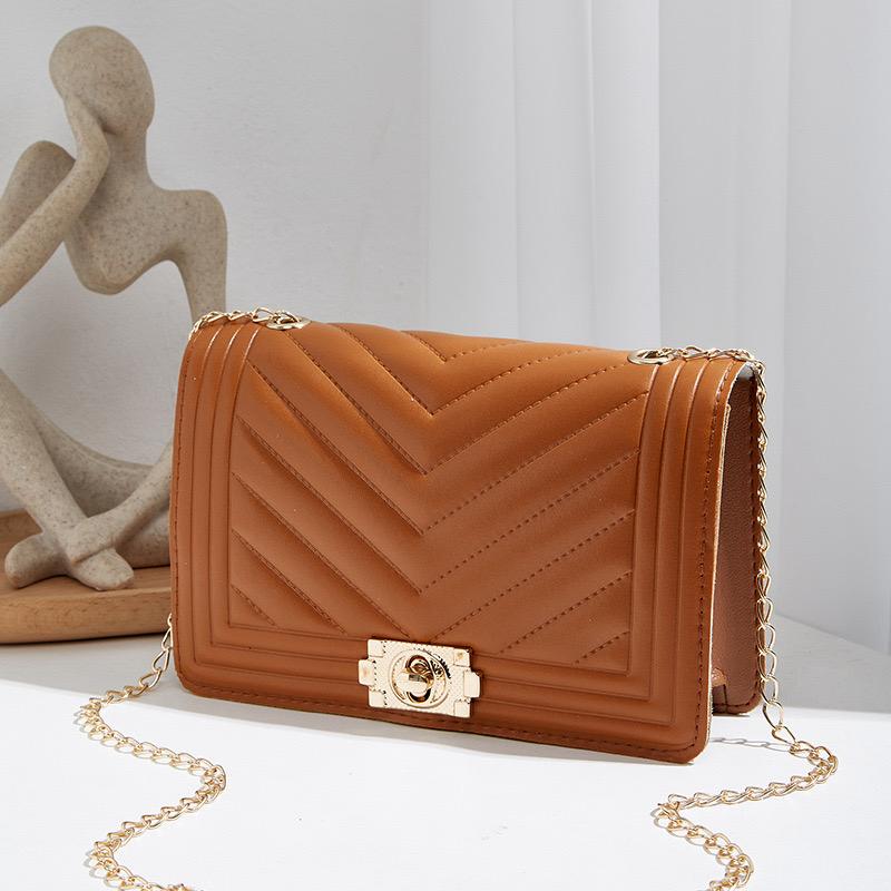Women’s Crossbody chain Bag Embroidery Embossed Pu Leather Square Bag