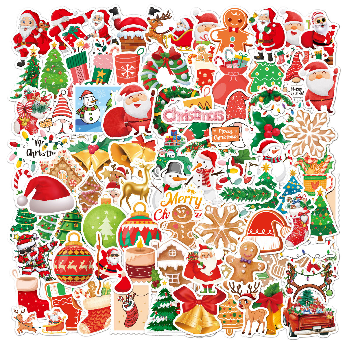 100pcs Cartoon Merry Christmas Sticker Cute Santa Claus Xmas Sealing Stickers New Year Decoration Decals DIY Gift Packing Labels