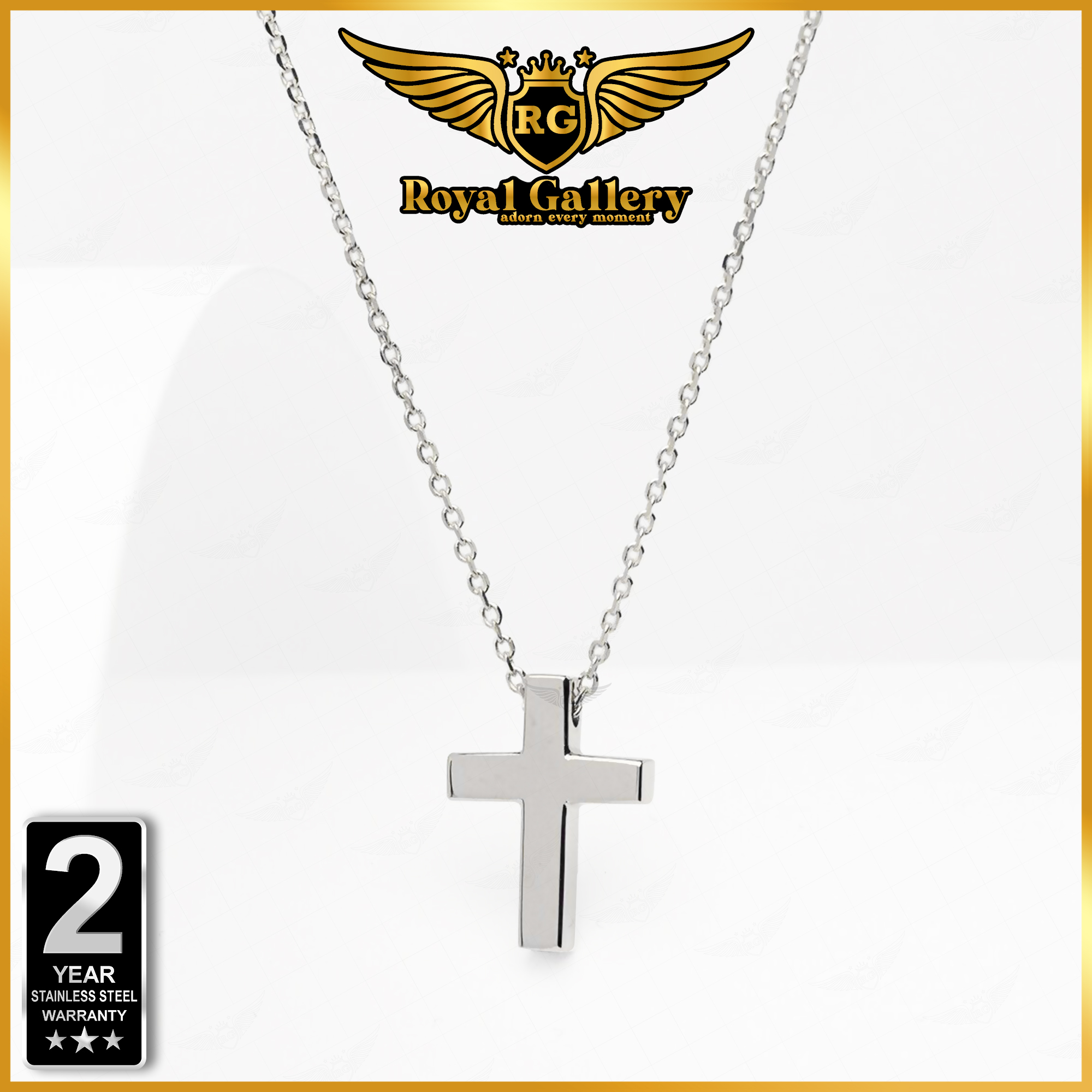Silver Simple Cross Pendant with Link Chain Stainless Steel Guaranteed Long Y Luxury Necklace warranty Lightweight sunny Style J-Hope Suga Women & Men Fashion Party Jewelry Unisex Ornament Gift RG-CP