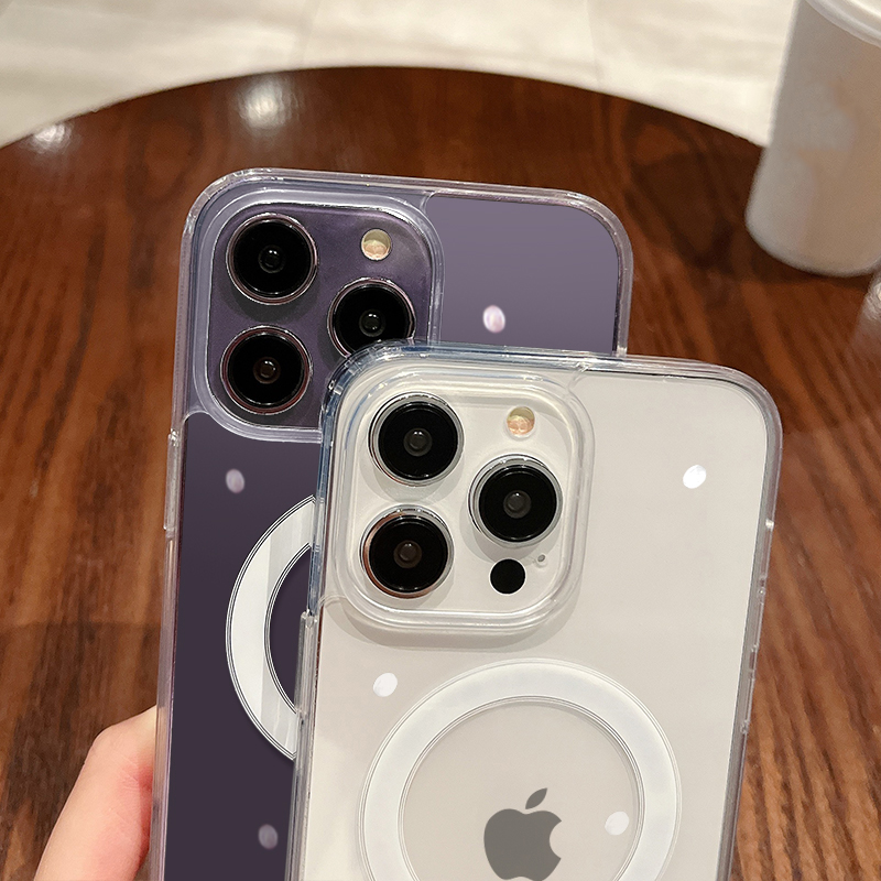 Clear For Magsafe Charge Case For Apple iPhone 16 15 14 13 12 11 Pro Max Plus Mini Magnetic Acrylic Transparent Cover. 