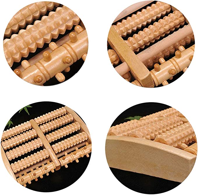 5 Row Wooden Roller Foot Massager (27cm x 18cm x 4cm)/ 5 Row Body Stress Relaxation and Health Care Tool/ Pain Relief/Finger Massager/Foot Massager/Wooden Acupressure Pointed Massager