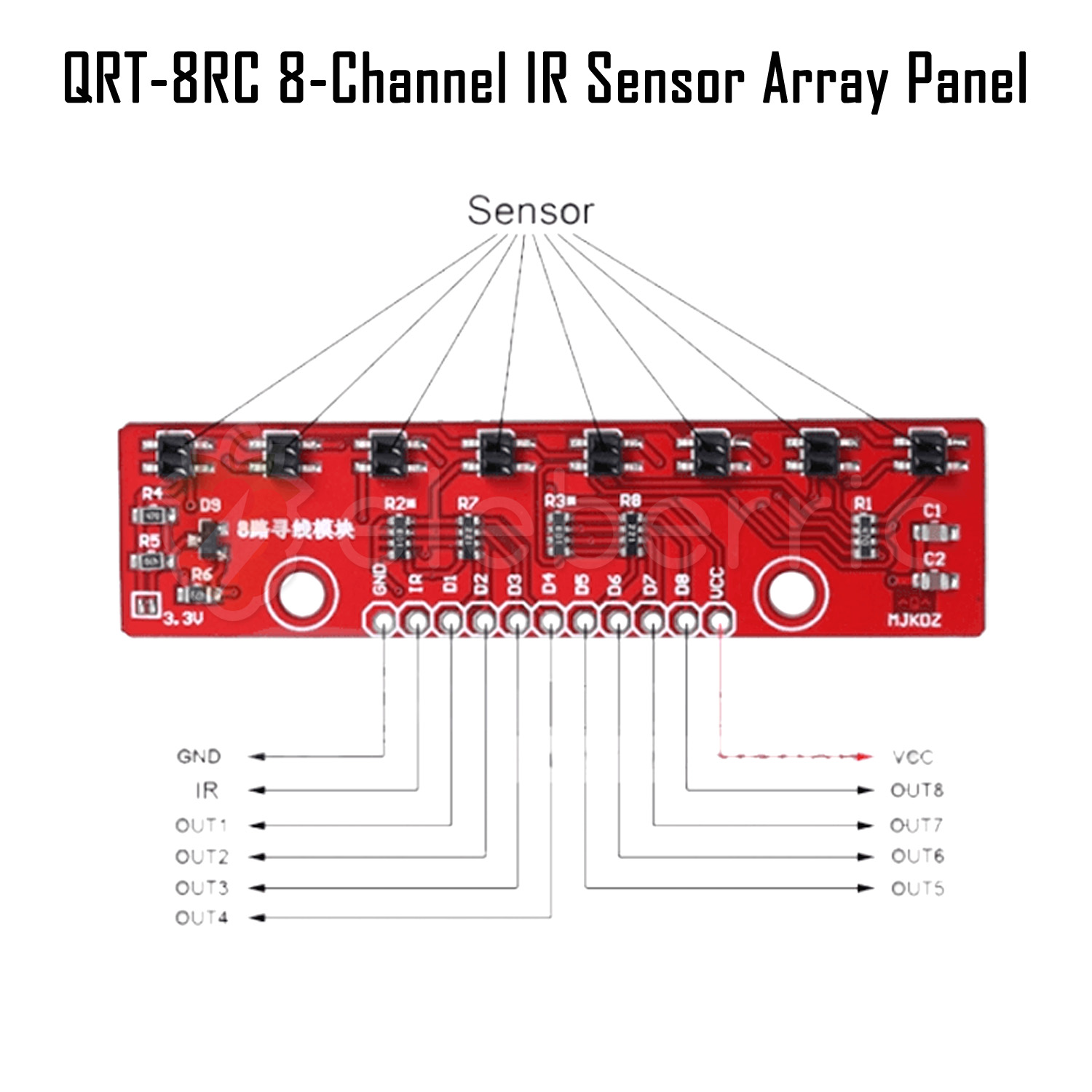 QTR-8RC 8 Channel Line Tracking IR Sensor Array Module Line Track Follow  Reflective Infrared Sensor for Arduino Smart Robot Car | Daraz.lk