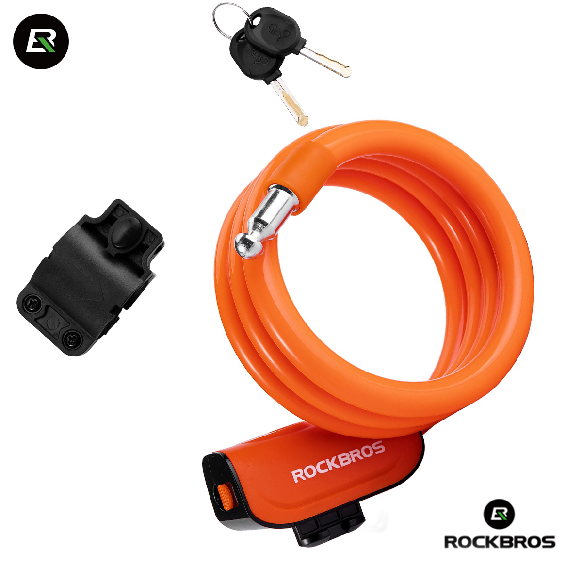 ROCKBROS Bike Lock Cable 4 Feet Bicycle Cable Lock with Mounting Bracket 2 Secure Keys 1/2 Inch Diameter