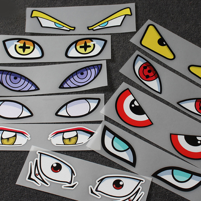 【Hot】 Anime Naruto Figure Sticker Uchiha Itachi Sharingan Madara Rinnegan Eyes Stickers Car Light Helmet Window Reflective Stickers