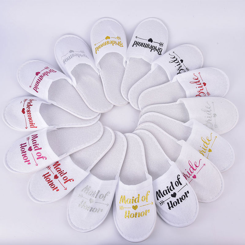 【WEJA】1Pair Bride Wedding Decoration  Bridesmaid Party Slippers  Ladies Party Supplies. 