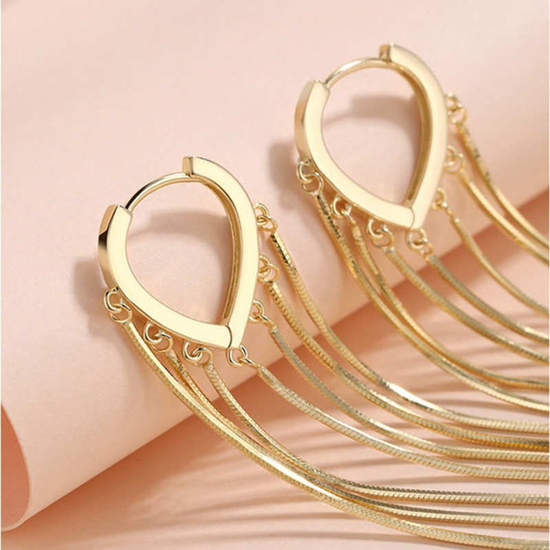 Long Metal Tassel Earrings Ins Style Simple Wild Personality Temperament Texture Girls Earrings. 