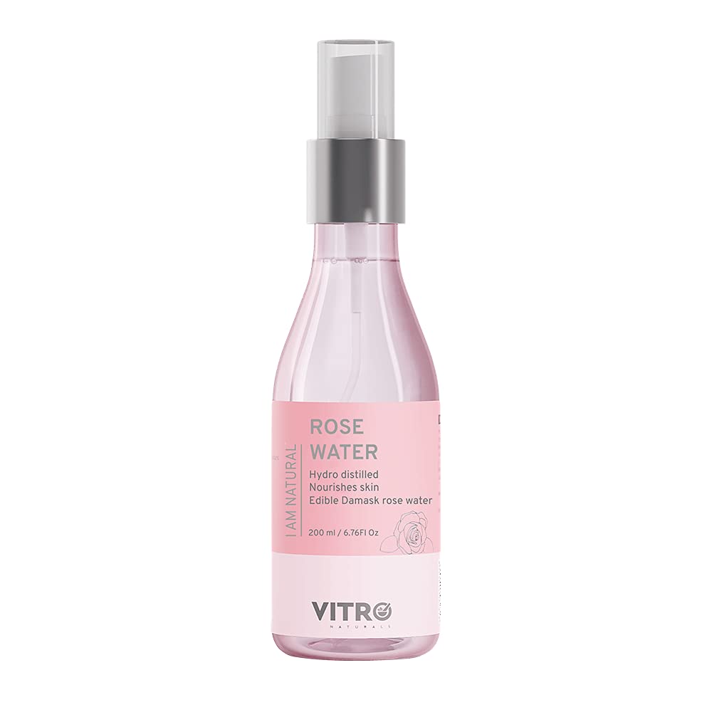 Vitro Naturals Hydro Distilled Pure Damask Rose Water Spray I Skin