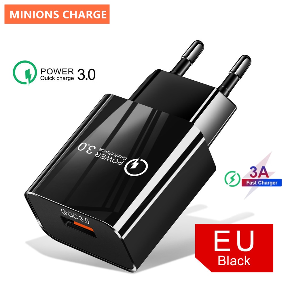 18W 3A Fast Charger QC 3.0 USB Charger Quick Charge 3.0 Phone Charger for iPhone for Huawei Samsung Xiaomi 6 8 Redmi EU US Plug. 