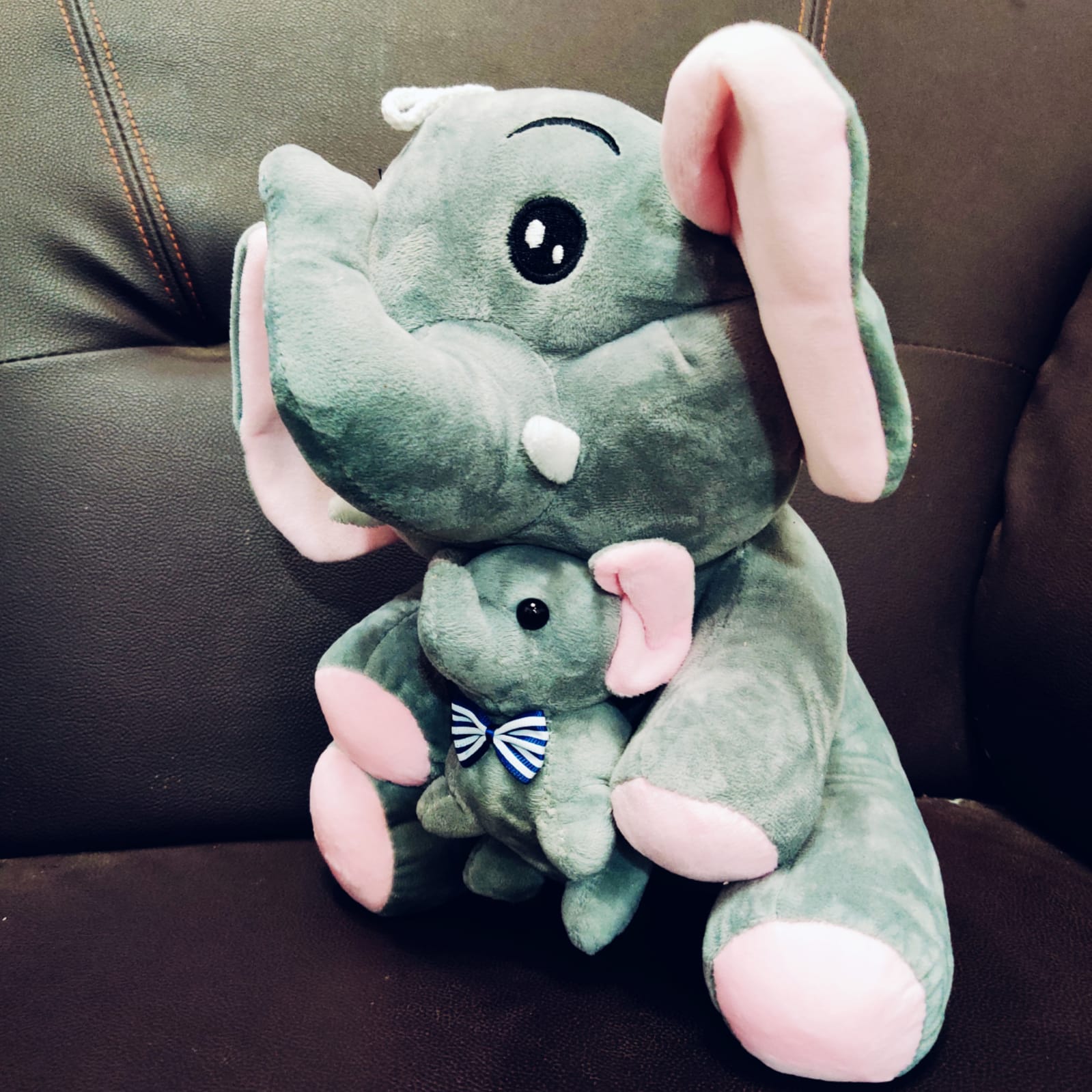 Elephant with Baby Elephant Soft Toy | Cute Plush Toy | Cuddle Toys for All Ages - 2 Colors. 