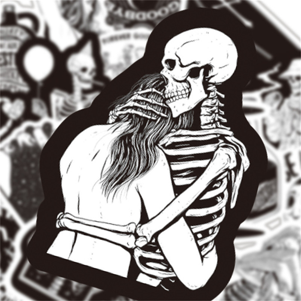 20/40/60 pcs Cool 1 and White Gothic Skull Stickers Aesthetic Laptop Luggage. 
