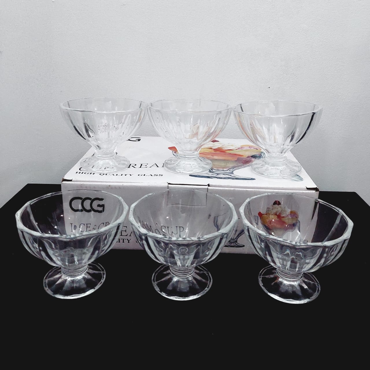 Ice Cream Cup Glass Set 150ml 6Pcs Circleware Pudding Mousse Parfait Fruit Dessert Cup Hotel & Home Glassware. 