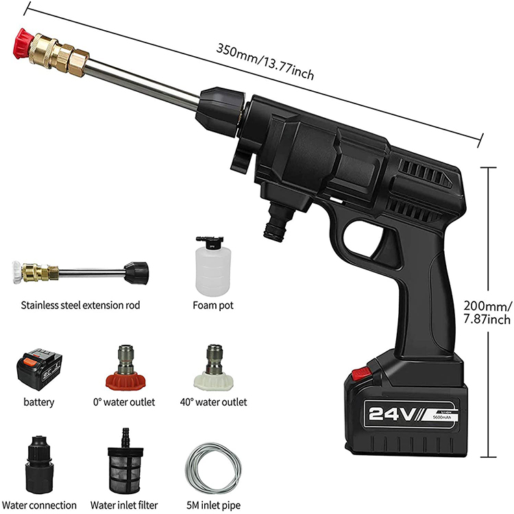 Factory New lithium battery Water Washing 24 V Wireless Car Washer Electric Portable Water Gun. 