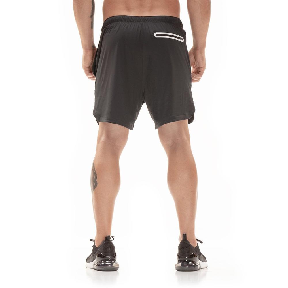 Men's Workout Running Gym Shorts 2 in 1 Athletic Shorts with Pockets and Zipper Pocket for Trainning. 