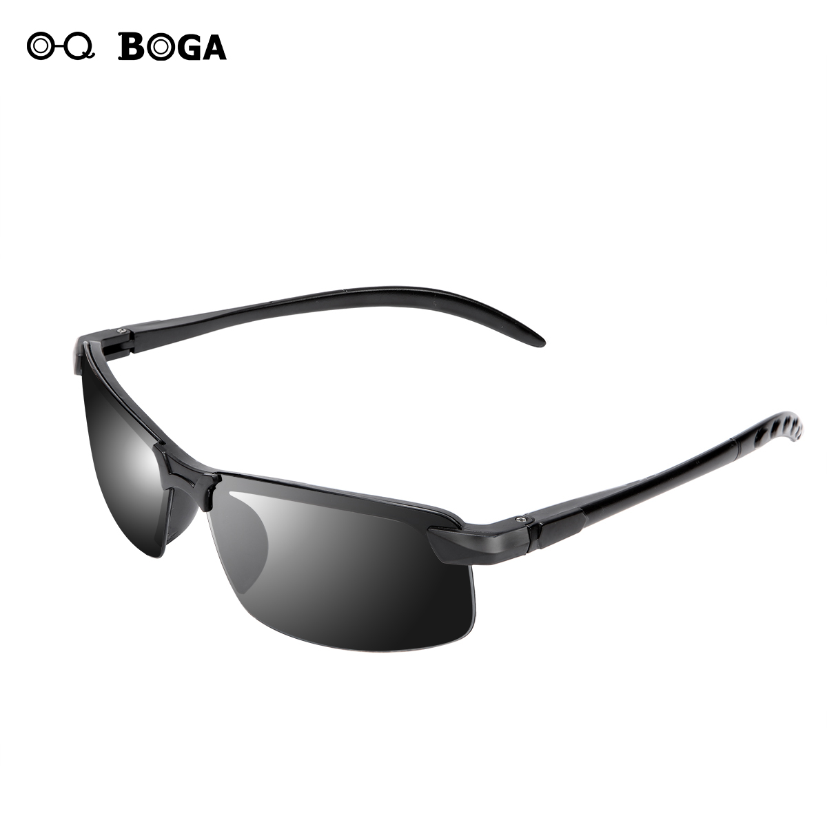 OQ BOGA 1 Piece Unisex Outdoor Anti-UV Black Oval Frame Sunglasses Men Women Eye Protection Half Rim Sun Glasses UV400. 