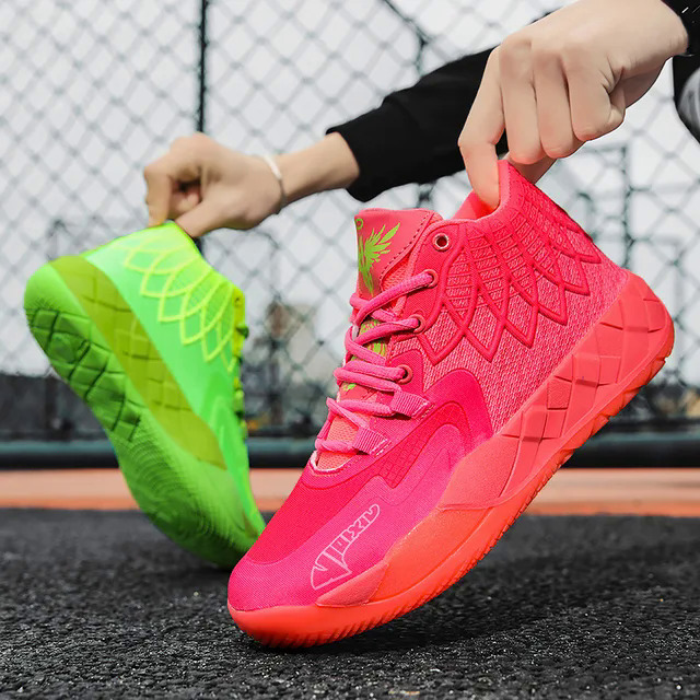 L Melo 1.0 Style Basketball Shoes for Uni Flame Kids Sneakers Breathable Mid Cut Men's Basketball Shoes Sports Training Boots. 