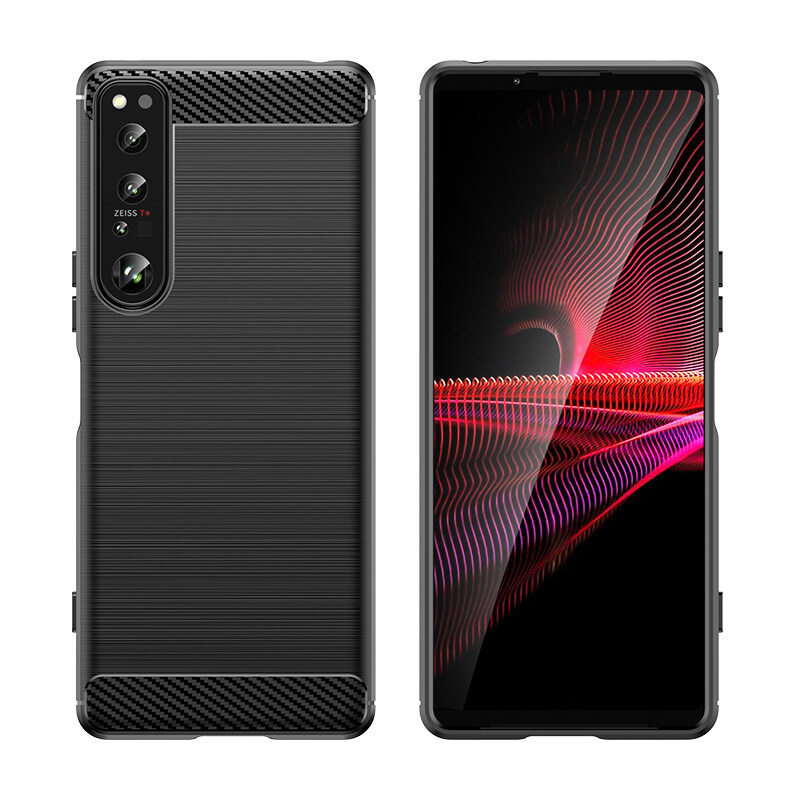 Leweisi Carbon Fiber Bumper Phone Case For Sony Xperia 1 IV Back Cover Coque Shockproof Protective. 
