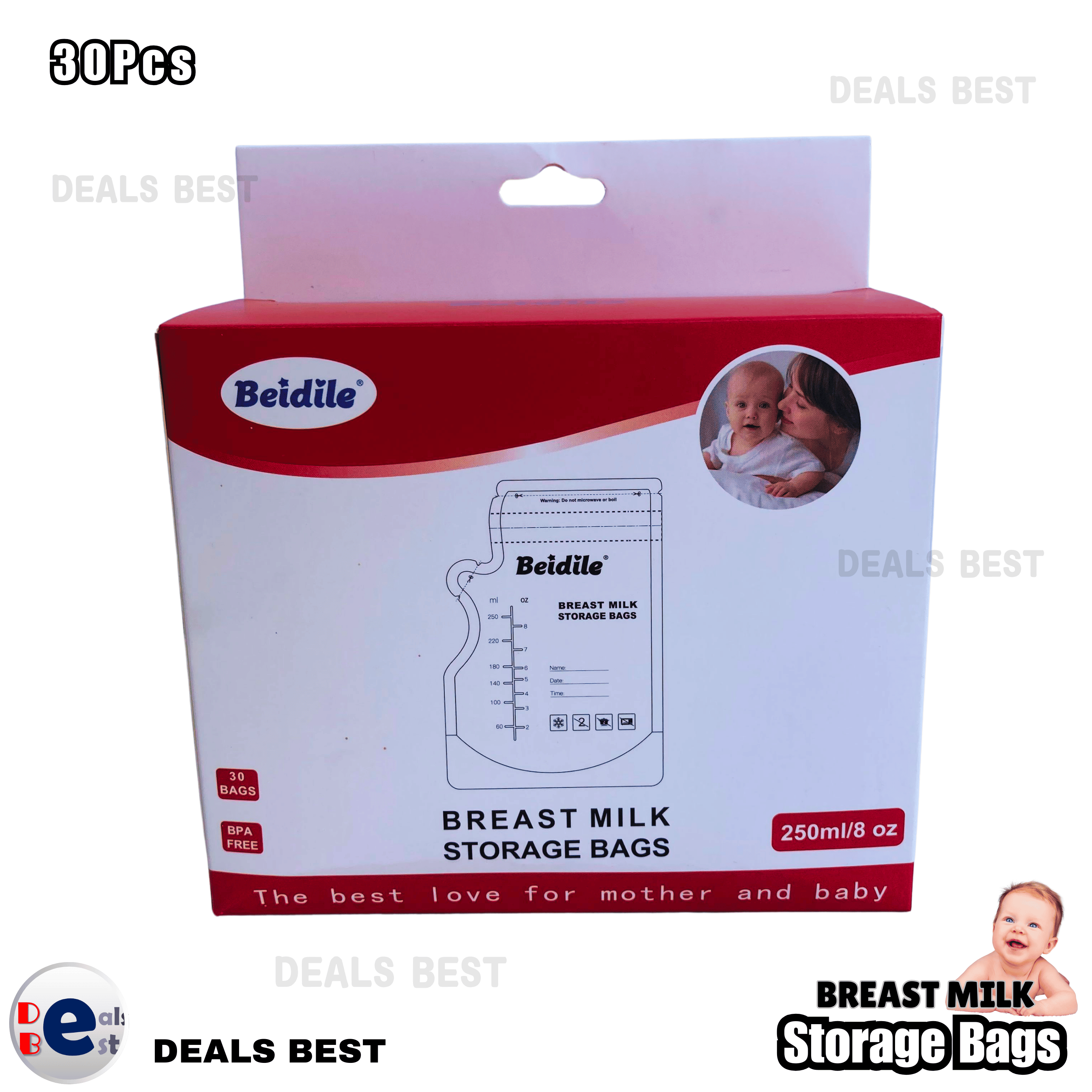 30pcs 250ml Milk Freezer Bags Mother Milk Baby Food Storage Breast Milk Storage Bag BPA Free Baby Safe Feeding Bags. 