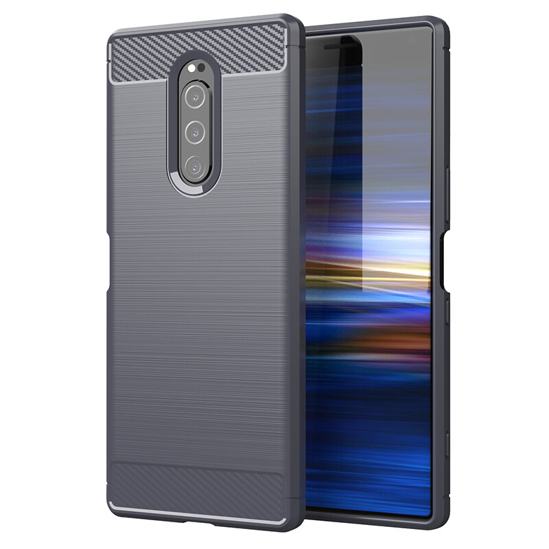 lthmy for Sony Xperia 1 Case Carbon Fiber TPU Soft Silicone Back Cover Armor Phone Case Casing. 
