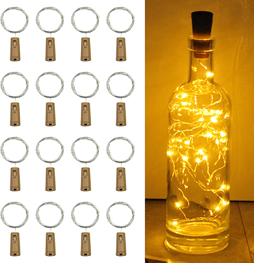 Bottle Lights with Cork,2M 20 LED Copper Wire Battery Operated Wine Bottle Fairy Light for Gift DIY LED String Lights for Indoor Bedrooms Birthday Wedding Halloween Christmas Decoration. 