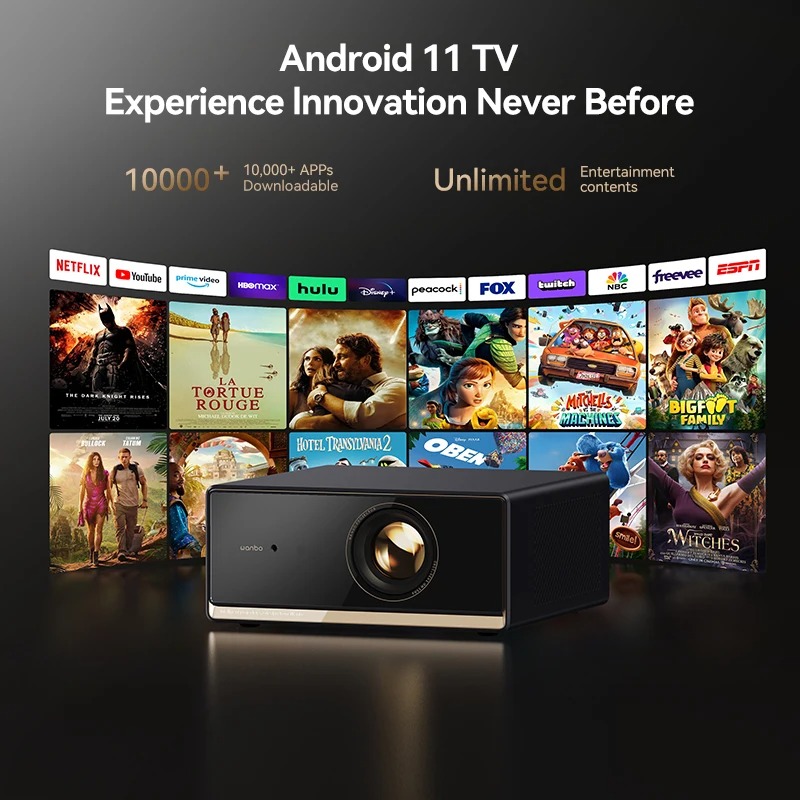Wanbo X5 Pro Projector Full HD 1080P Proyector Support 4K 1100 ANSI Android 11.0 Home Google Widevine L1 And Assistant. 