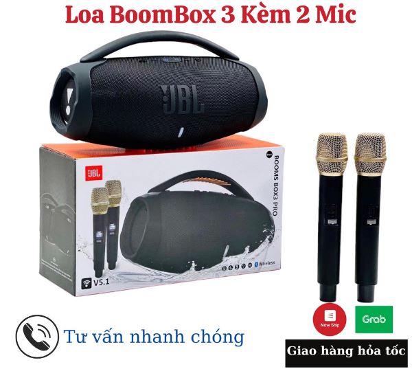 Booms Box3 Pro Bluetooth Portable Speaker with 2 Mic. 