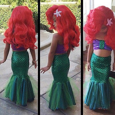 ITFABS Cosplay Grils Costume Dresses Mermaid Tail Ariel Dress Cosplay Costume Kids Girl Dress. 