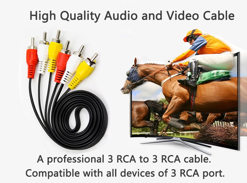 Audio Video Cable 1.5M Length DVD Player TV Universal 3 RCA Male to 3 RCA Male. 