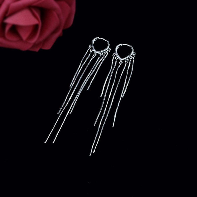 Long Metal Tassel Earrings Ins Style Simple Wild Personality Temperament Texture Girls Earrings. 